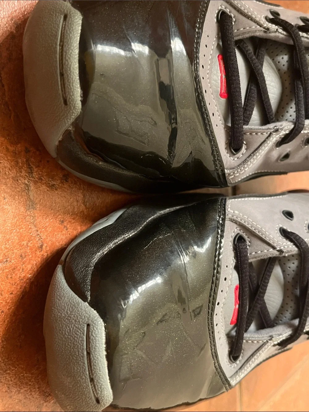 Jordan Men’s High-Top Sneakers in Gray, Black & Red